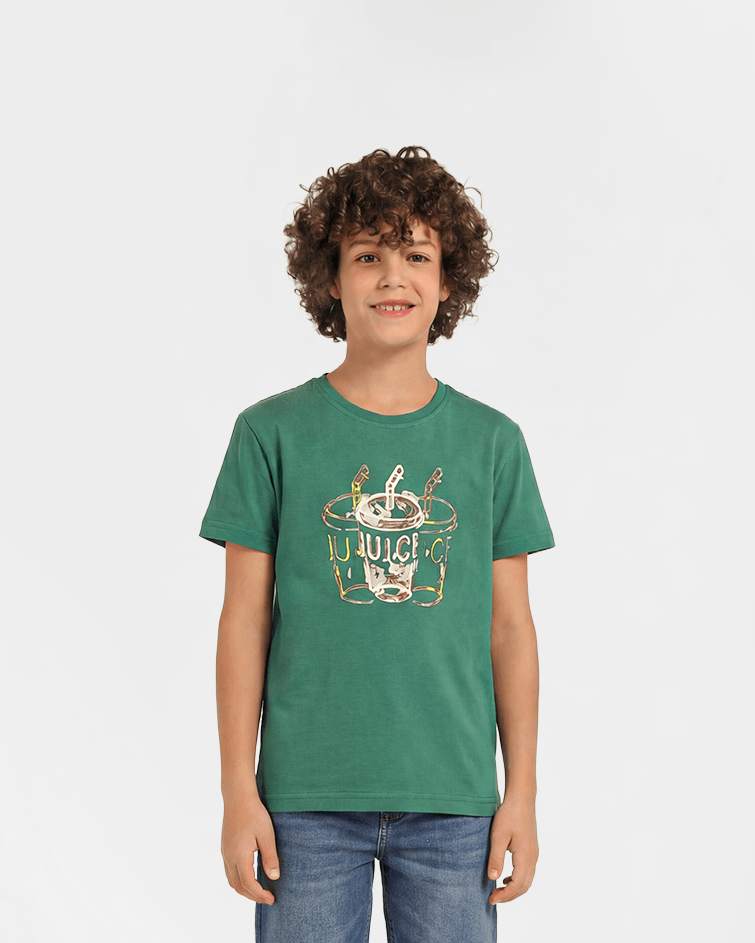 Boys Printed Cotton T-Shirt - Red Cotton