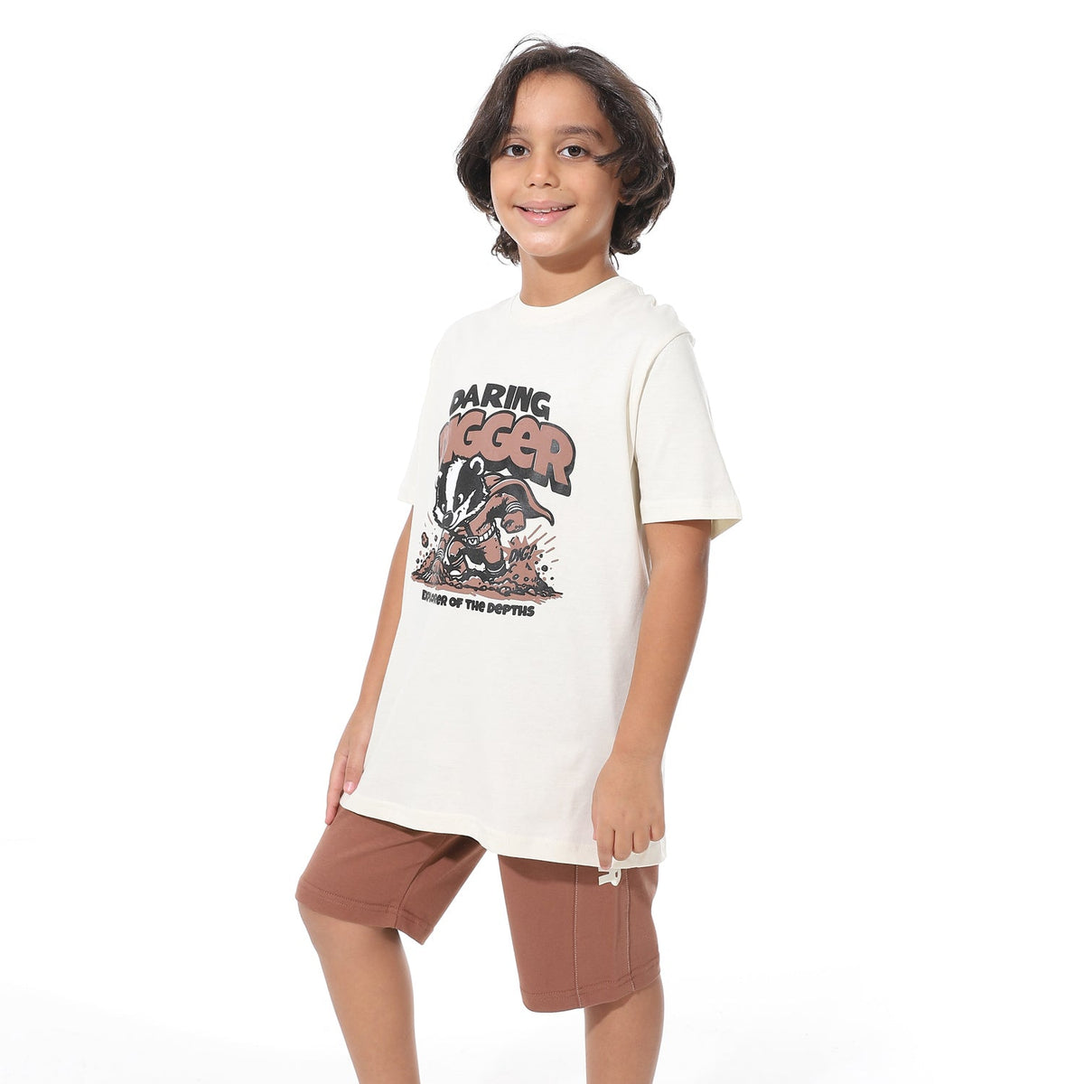 Boys’ Short Pajama Set with Print – Soft Cotton Nightwear - Red Cotton