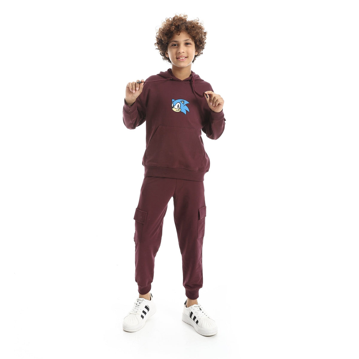 Boys' Sonic the Hedgehog Graphic Hoodie & Cargo Joggers Set - Red Cotton