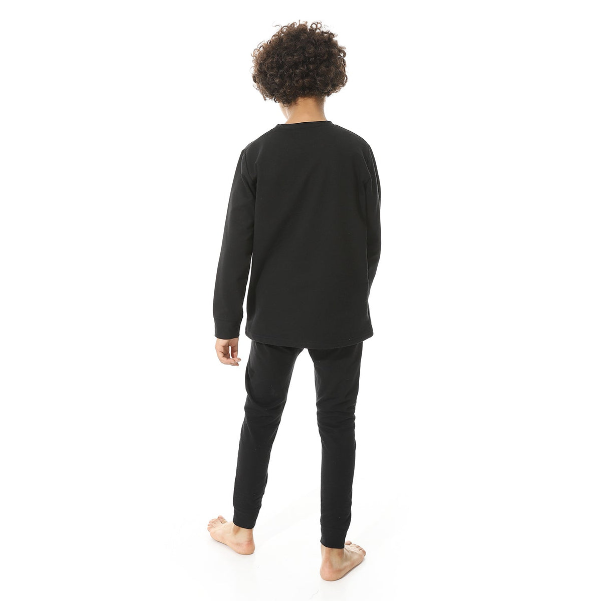 Boys Thermal Set Padded Inside - Black - Red Cotton