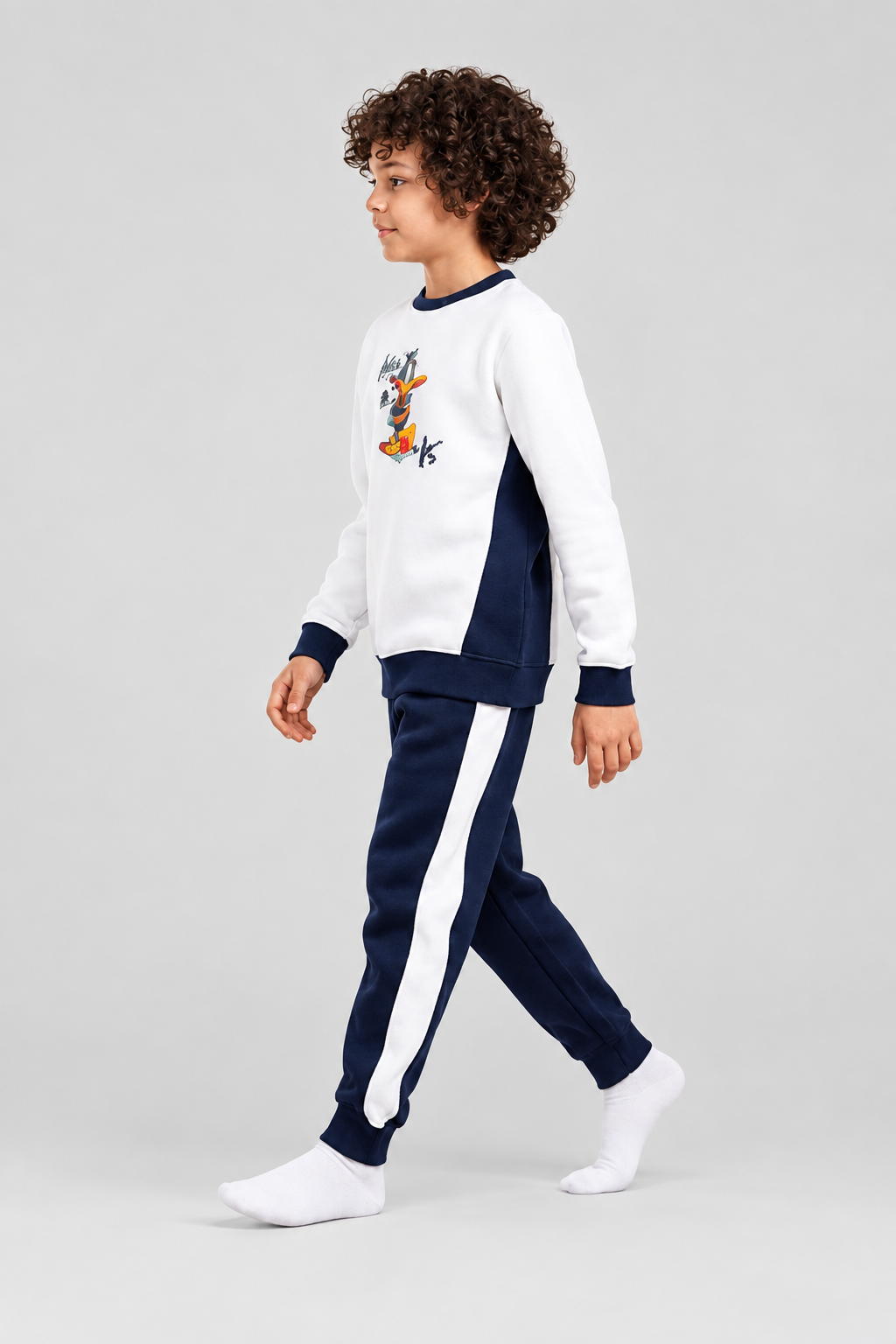 Boy's Tracksuit – Cartoon Print Sweatshirt & Joggers Set - Red Cotton