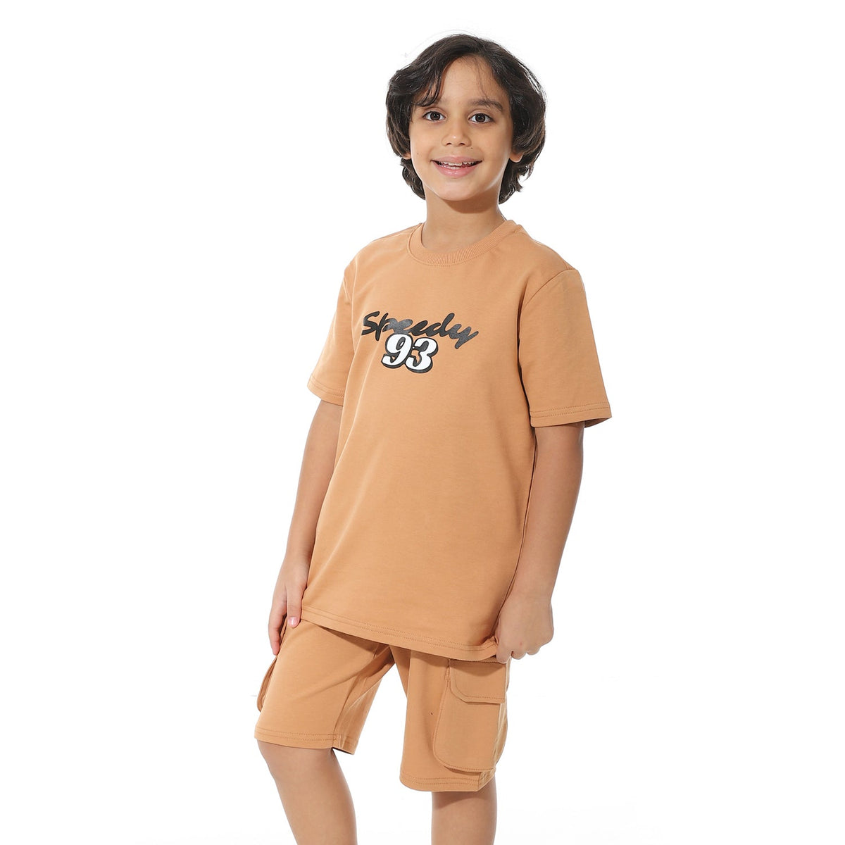 Cafe Printed Cargo Shorts Set for Boys – Summer Melton Vibes - Red Cotton