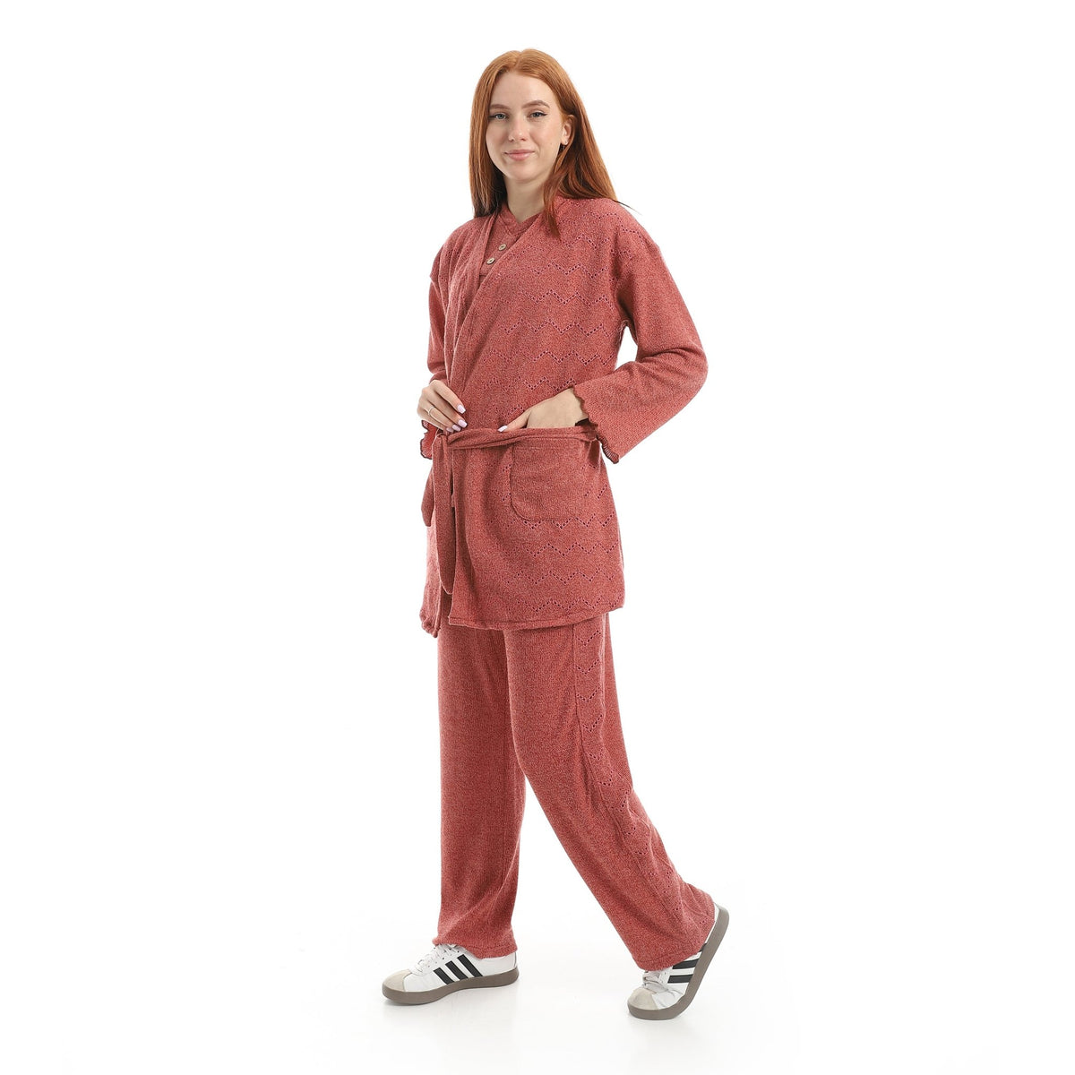 Casual Relax Fit Homewear Set - Red Cotton