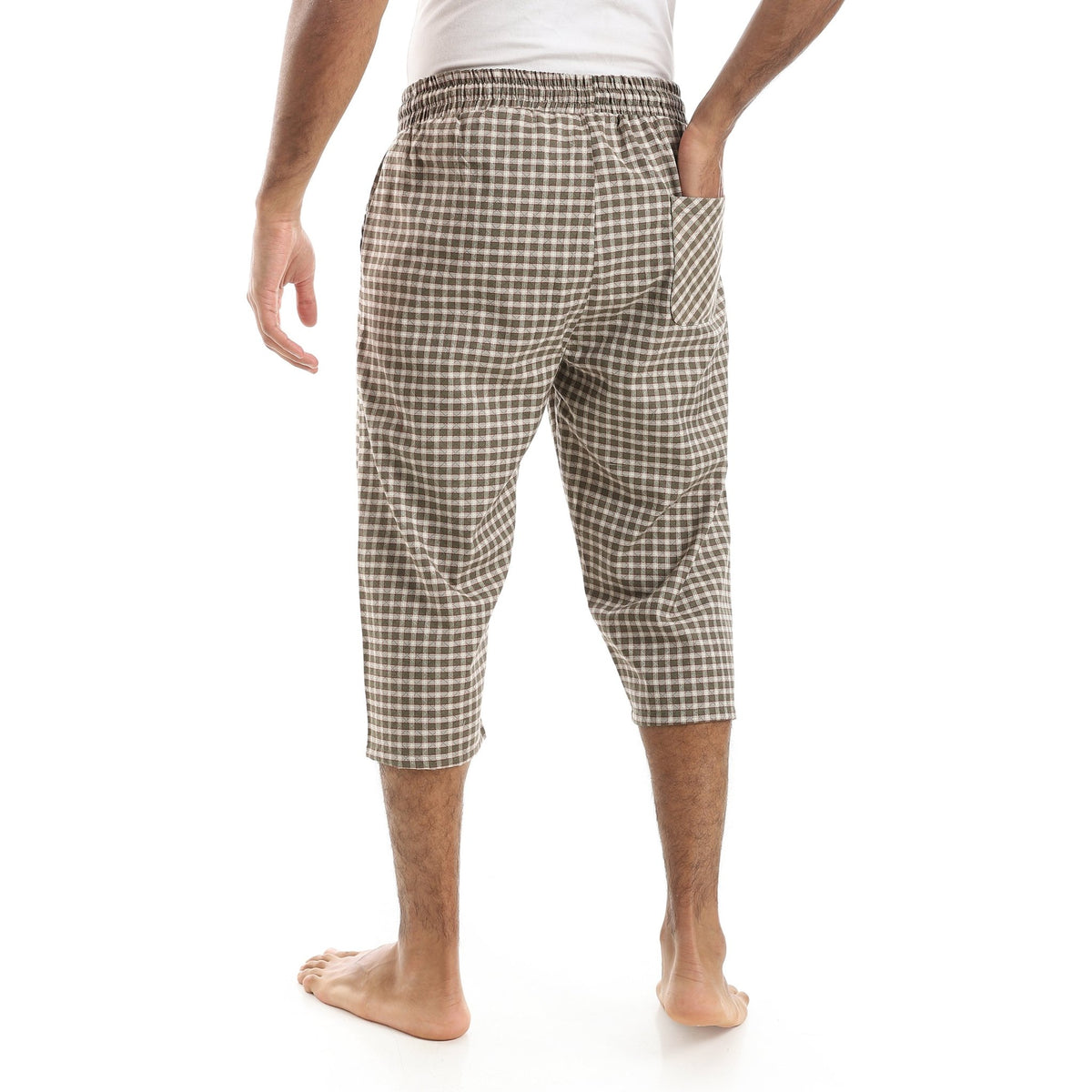 Comfy and Stylish Men's Soft Check Pentacore - Beige - Red Cotton