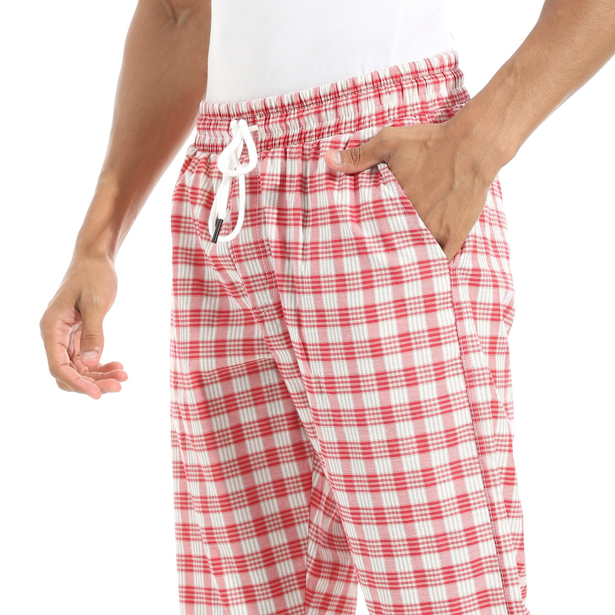 Comfy and Stylish Men's Soft Check Pentacore - Dark Red - Red Cotton