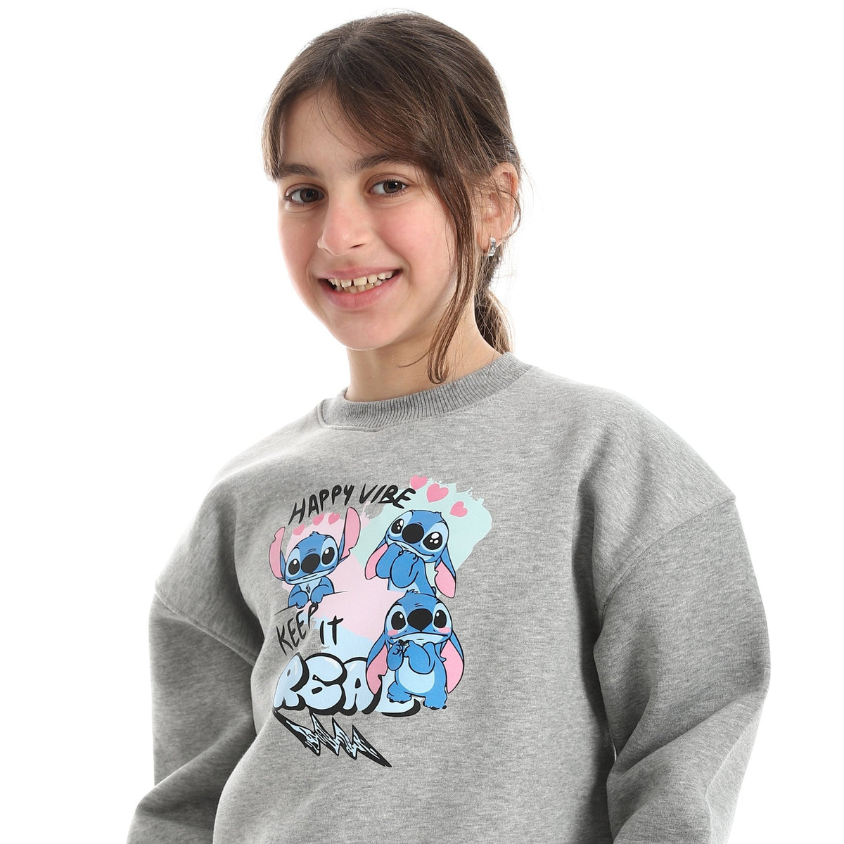 Disney Stitch Girl's "Happy Vibe" - Red Cotton
