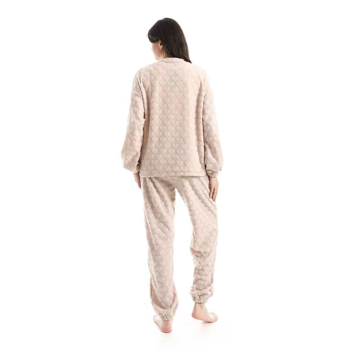 Dreamy Stars & Moon Embossed Pajama Set - Red Cotton