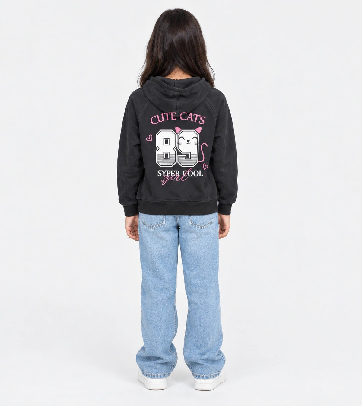 Girls’ Black Hoodie | Red Cotton - Red Cotton