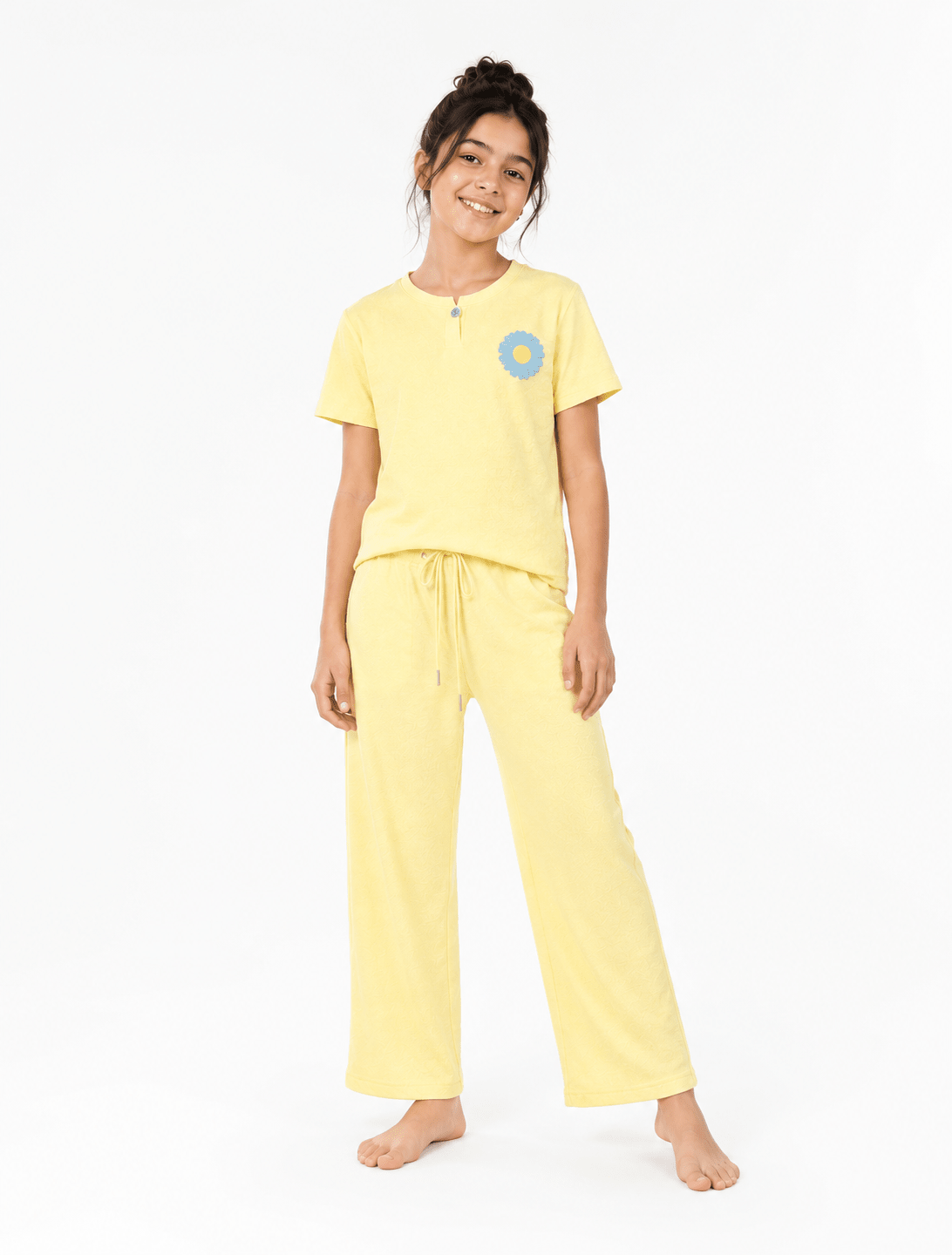 Girls Jacquard Pajama Set - Red Cotton