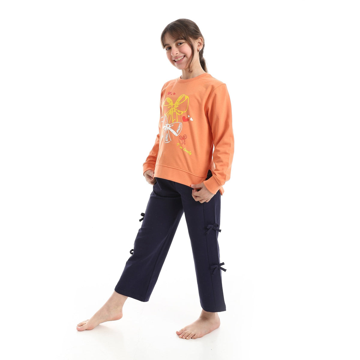 Girl's Lounge Pajama Set - Red Cotton