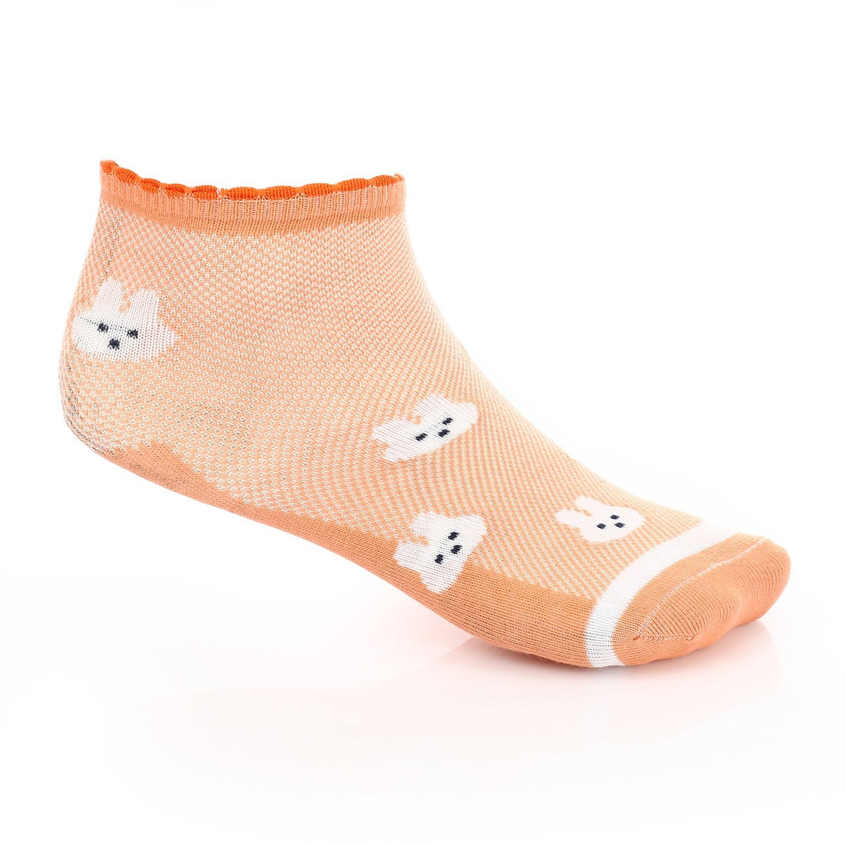 Girl's No Show Socks - Orange - Red Cotton