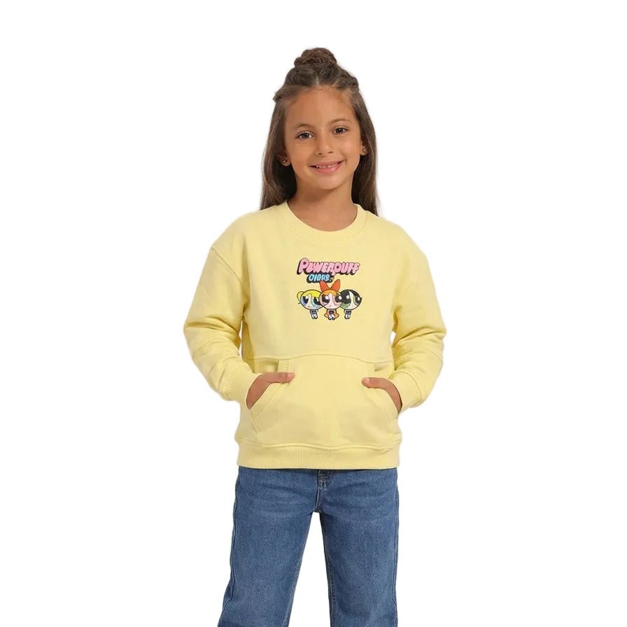 Girls Power puff Girls Graphic Sweatshirt - Red Cotton