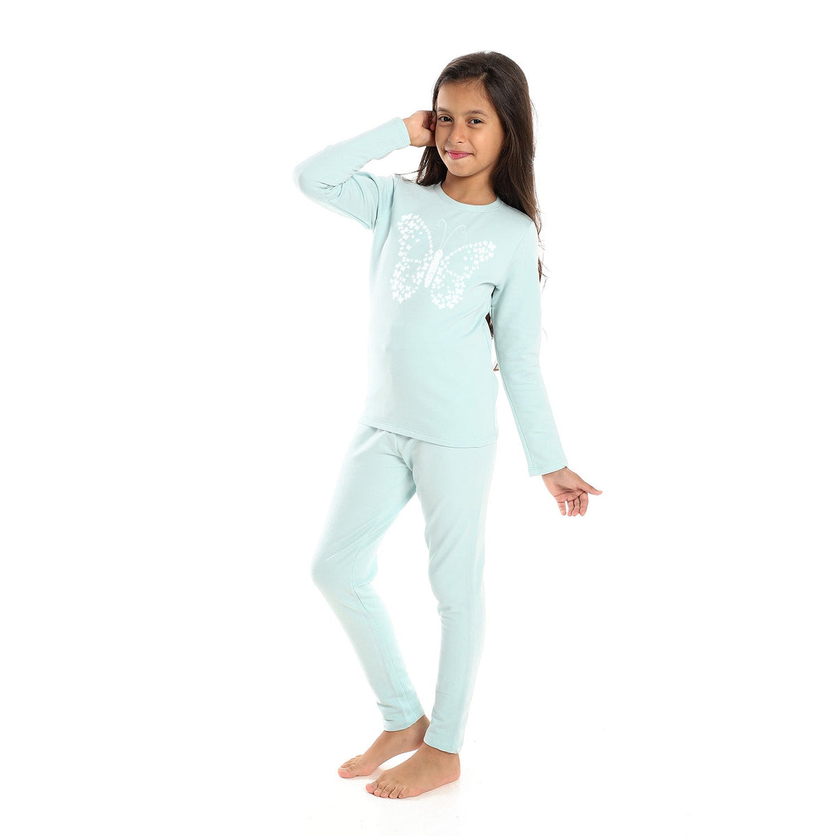 Girls Thermal Set - Light Blue - Red Cotton