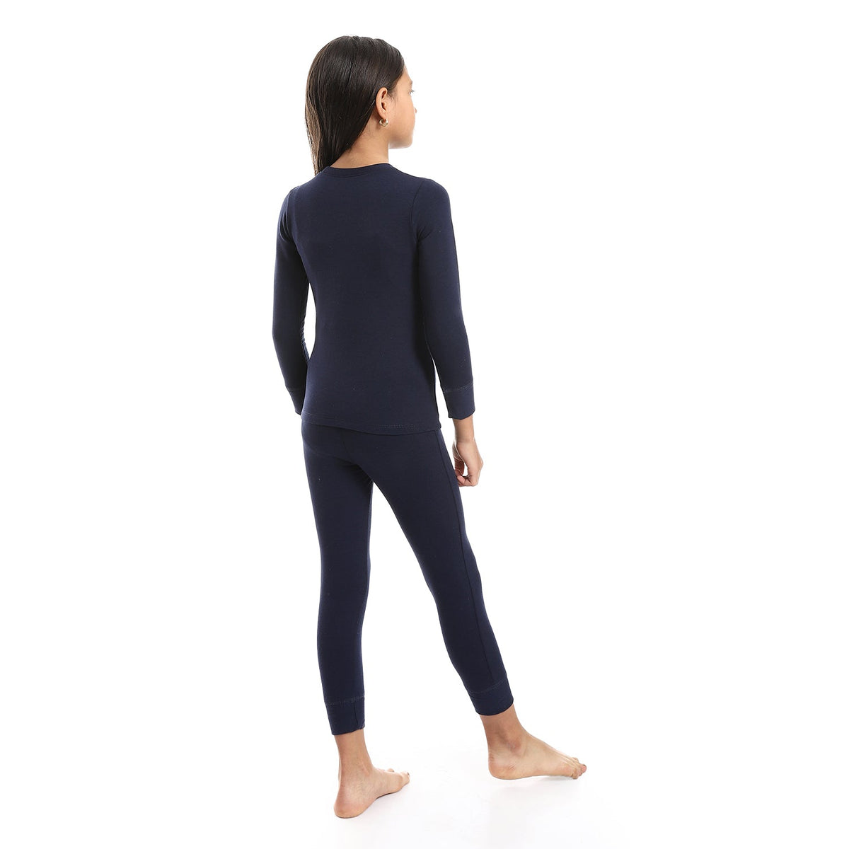Girls Thermal Set - Navy - Red Cotton