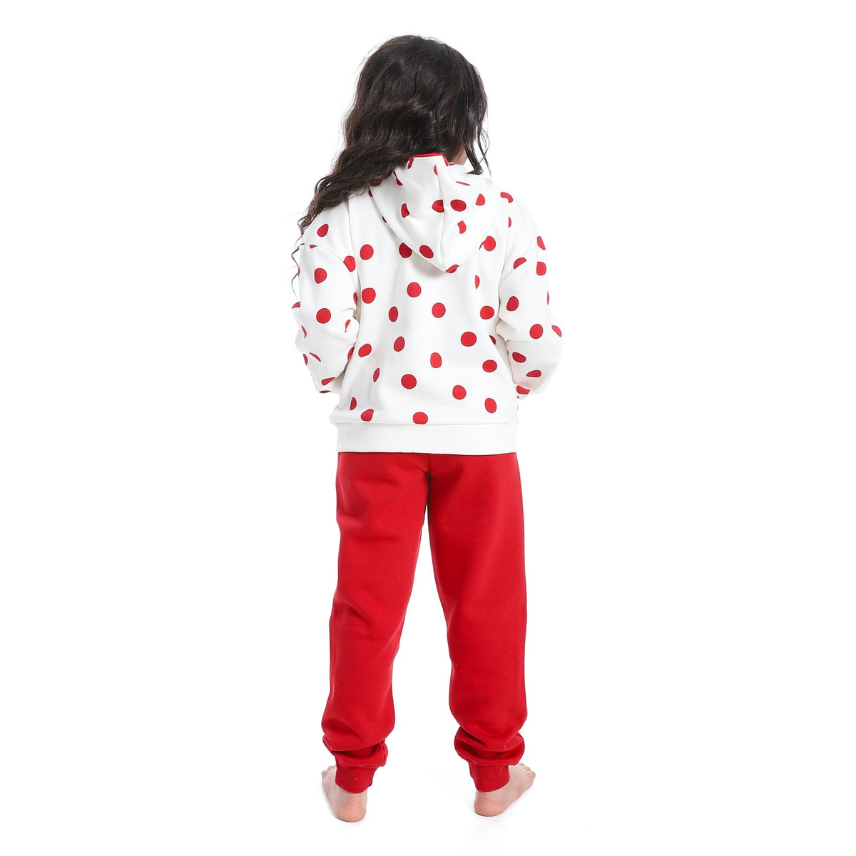 Girls' Winter Hoodie Pajamas - Red - Red Cotton
