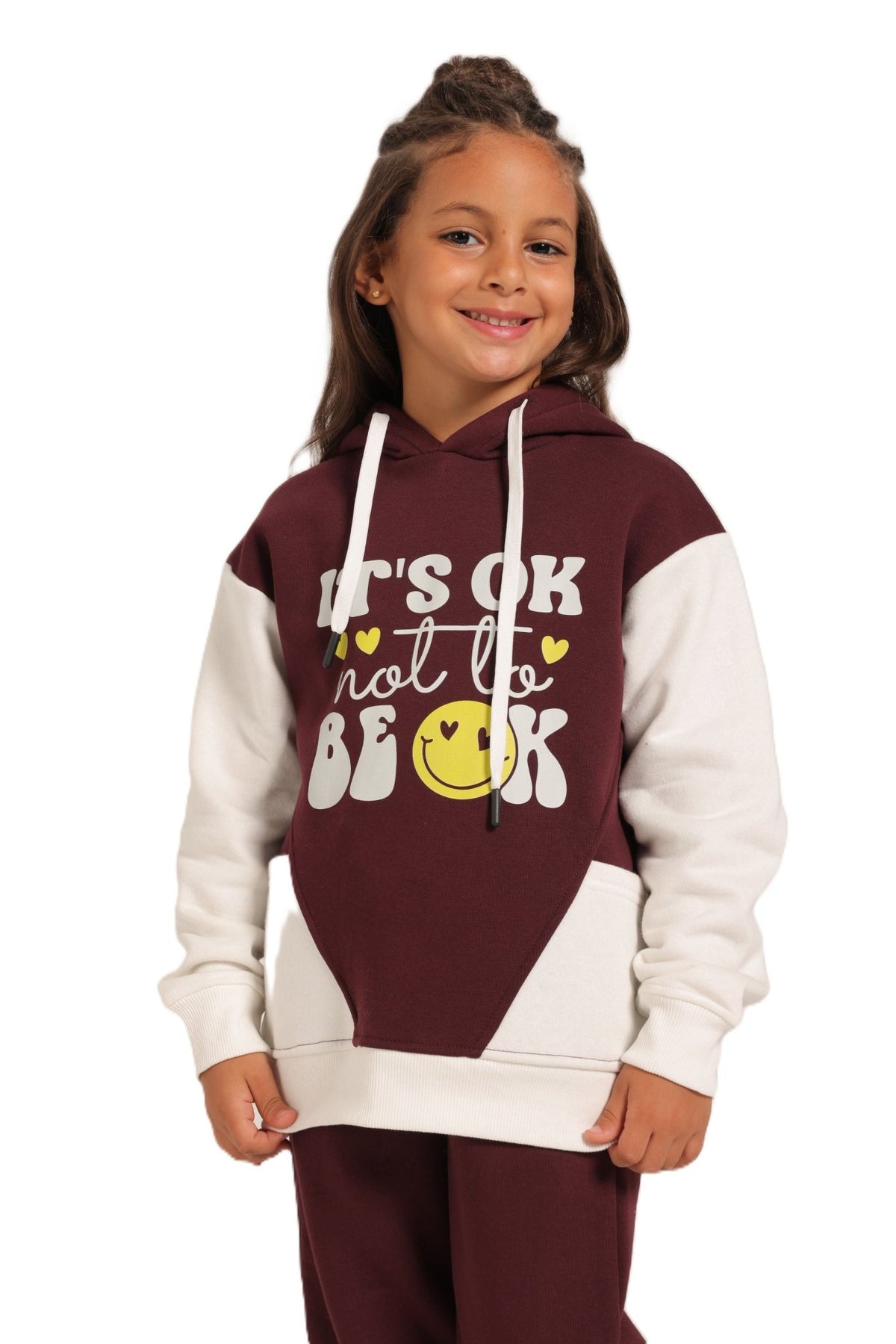 Girls' Winter Pajama Set –Burgundy - Red Cotton
