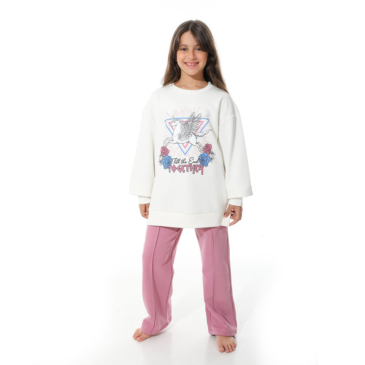 Girls' Winter Pajama Set-Purple - Red Cotton