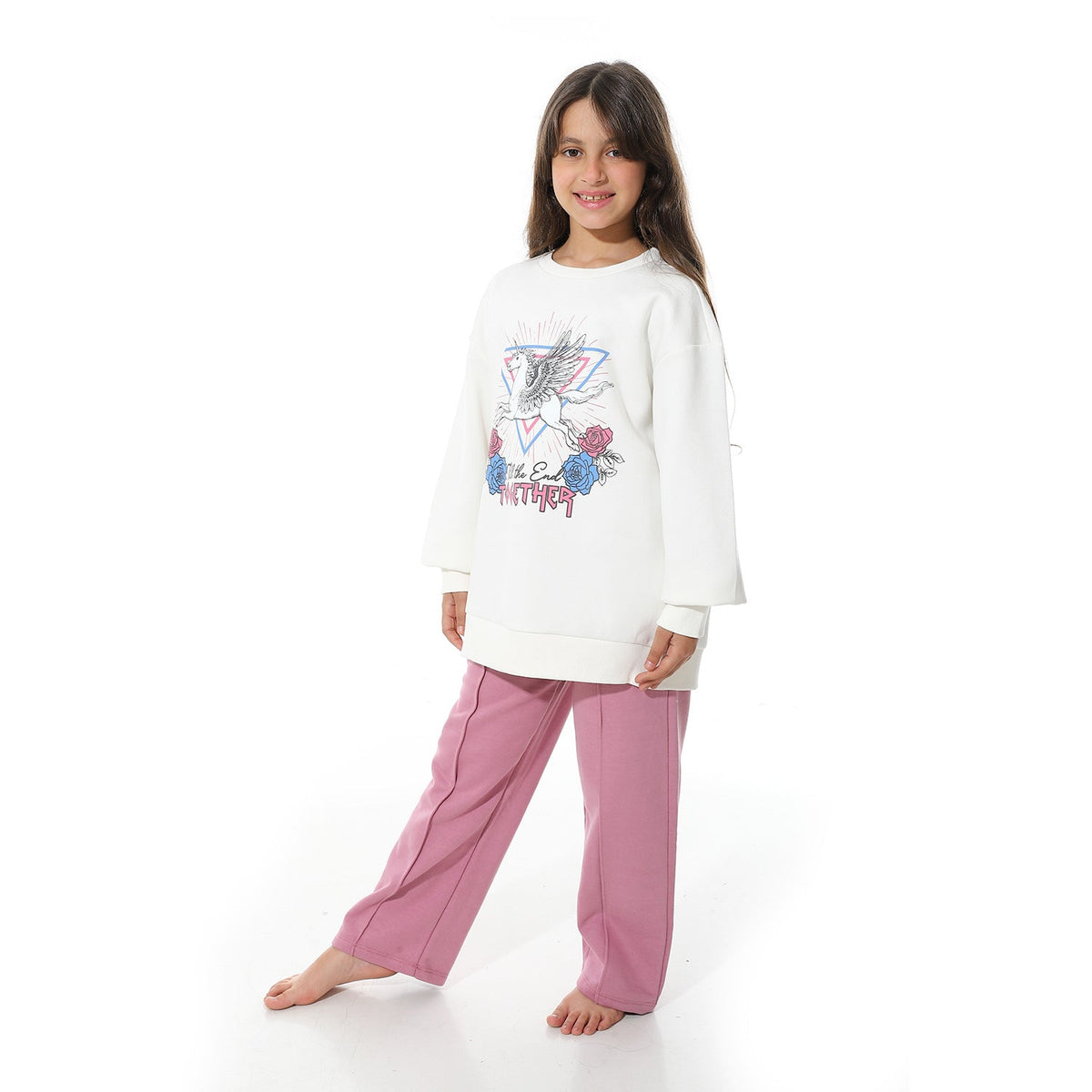Girls' Winter Pajama Set-Purple - Red Cotton