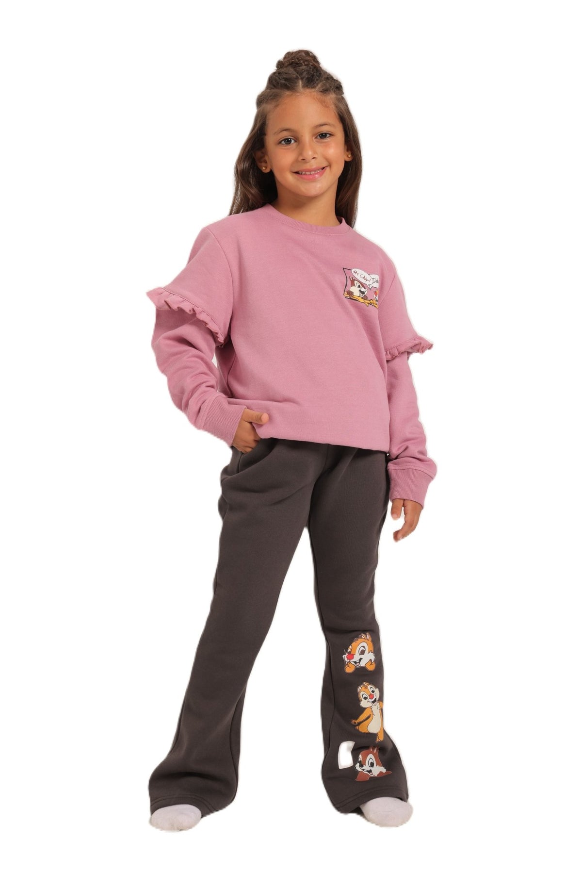 Girls' Winter Pajama Set With Charleston Sweatpants - Kashmir - Red Cotton