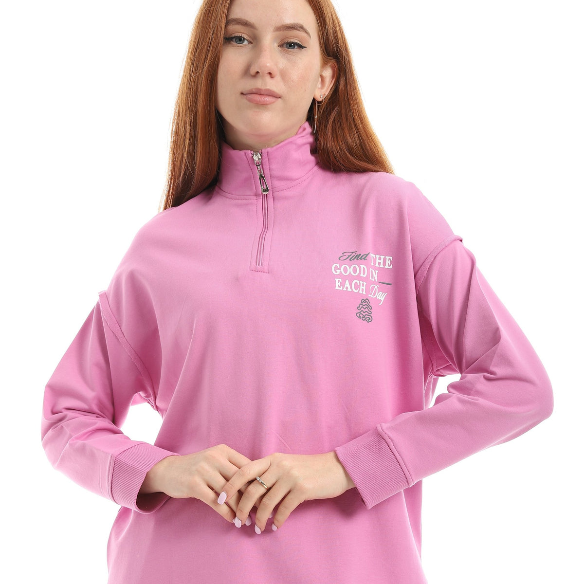 Half-Zip t-Shirt Red Cotton - Red Cotton