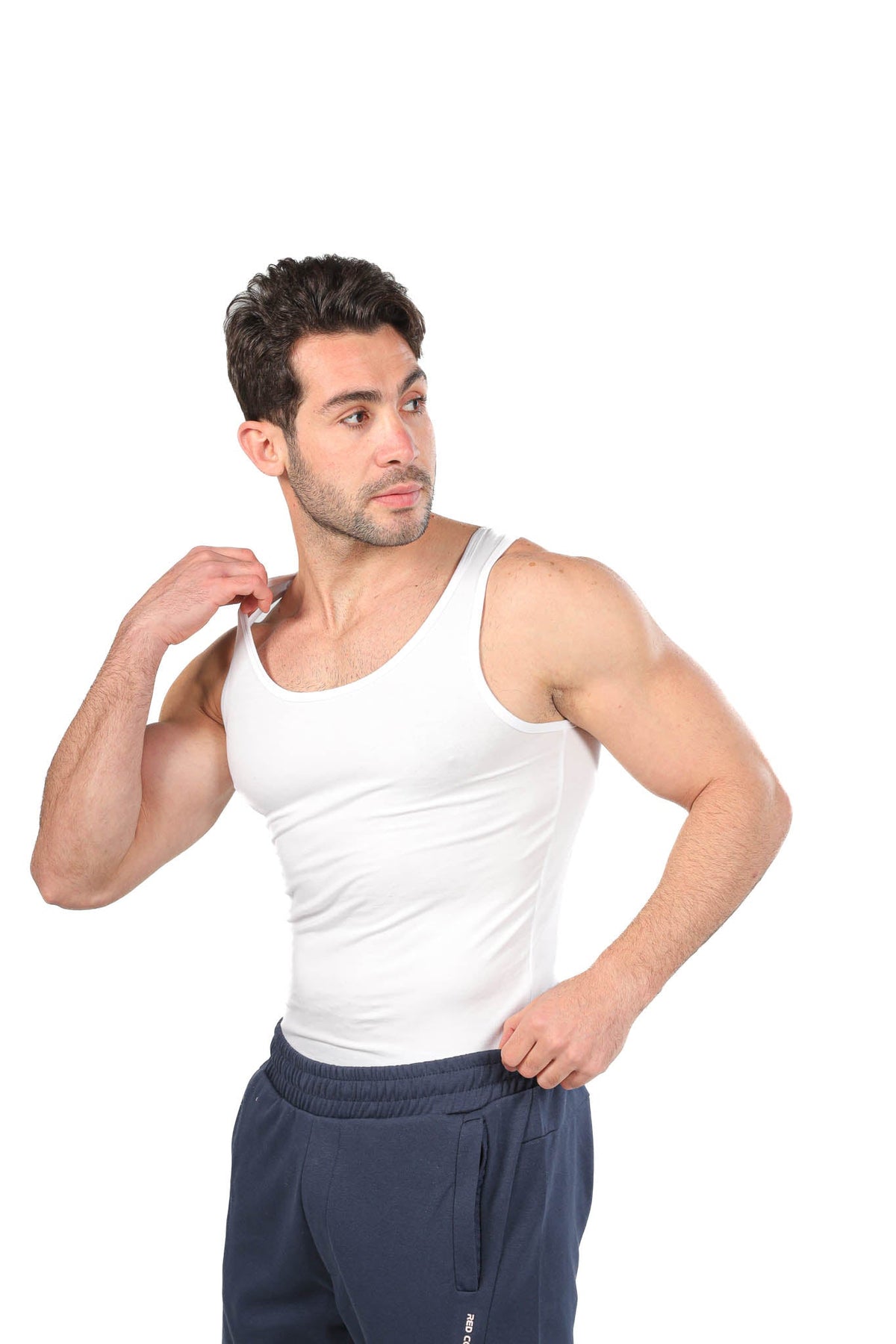 Lycra Sleeveless Undershirt For Men - Red Cotton