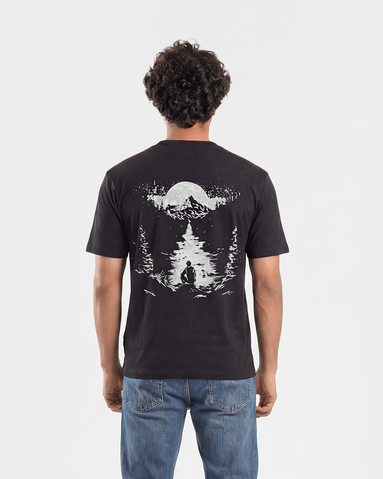 Men "Dark Nature" Back-Graphic Tee - Red Cotton