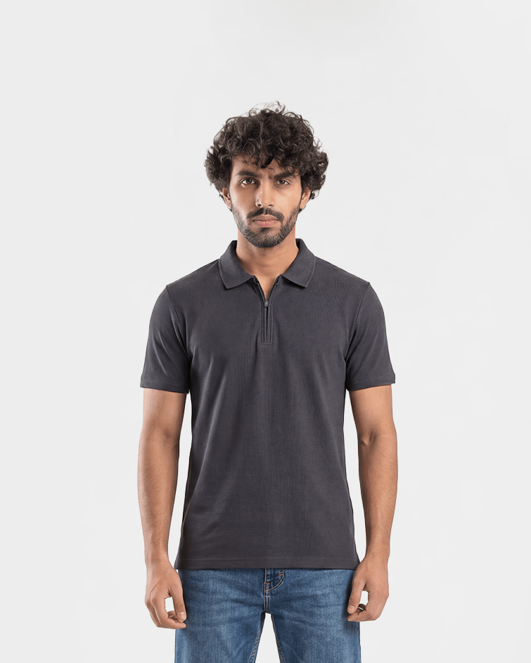 Men Jacquard Polo T-Shirt - Red Cotton