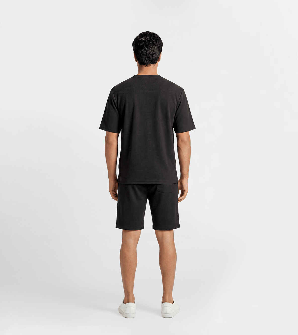 Men Jacquard Short Set - Red Cotton