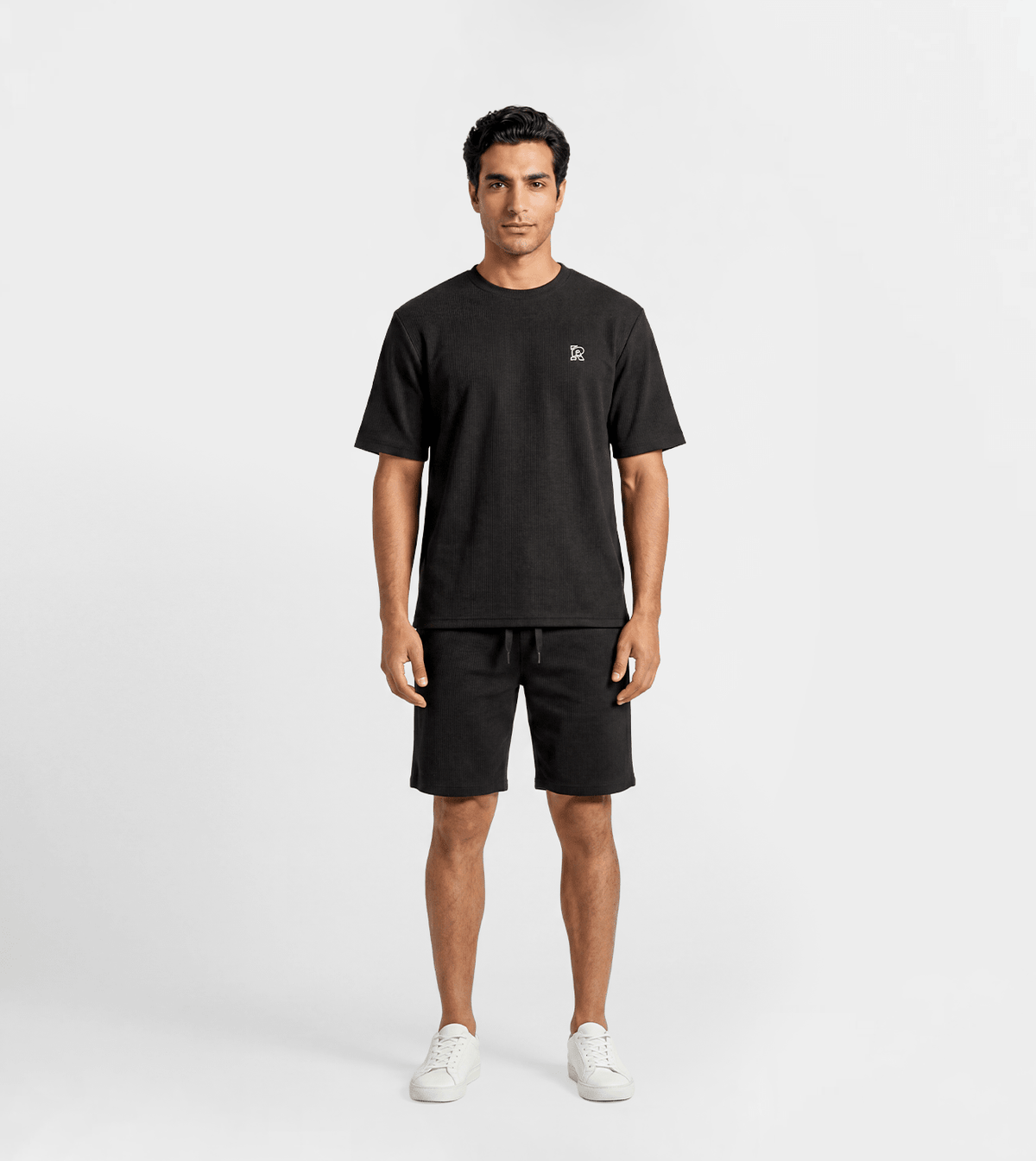 Men Jacquard Short Set - Red Cotton