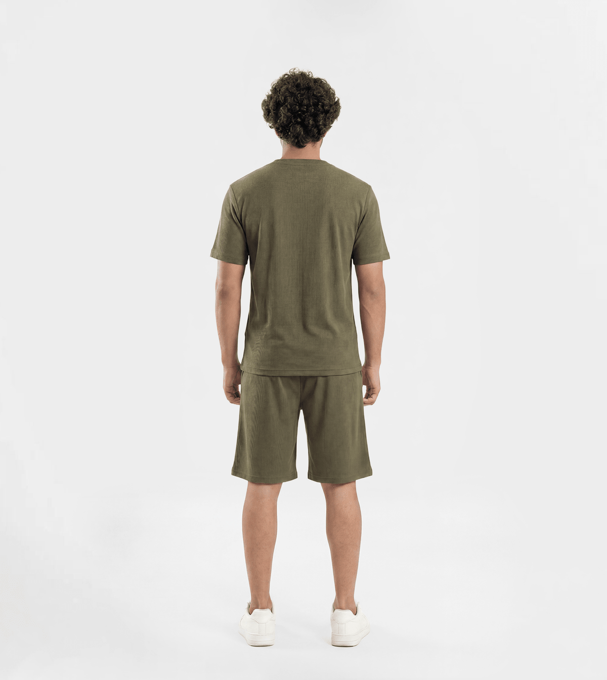 Men Jacquard Short Set - Red Cotton