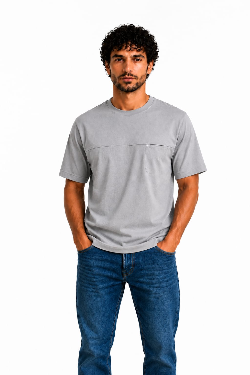Men Modern Essential Crewneck Tee - Red Cotton