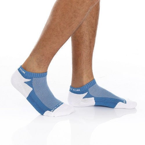 Men Plain Mid Calf Socket Socks - Blue - Red Cotton