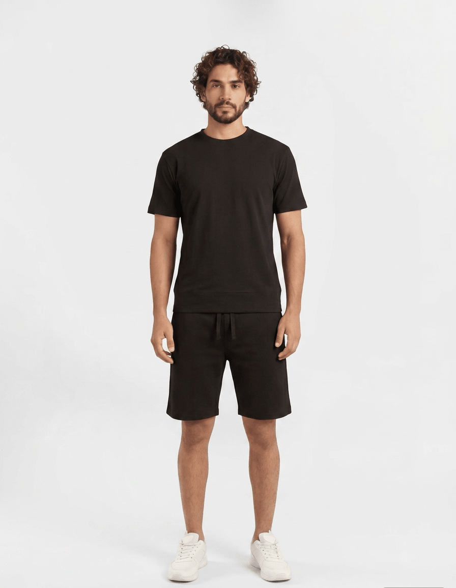 Men Premium Interlock Cotton Lounge Set - Red Cotton