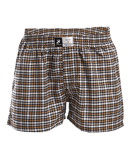 Men Stylish Comfy Lite Plaid Boxer Brown - Red Cotton