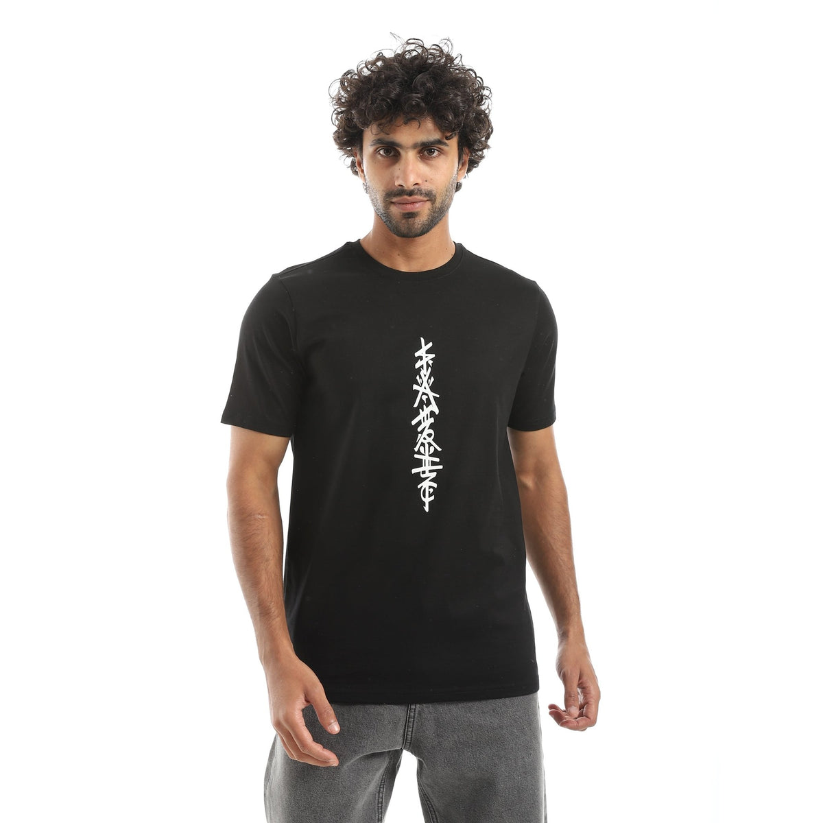 Men’s Black Graphic T-Shirt - Red Cotton