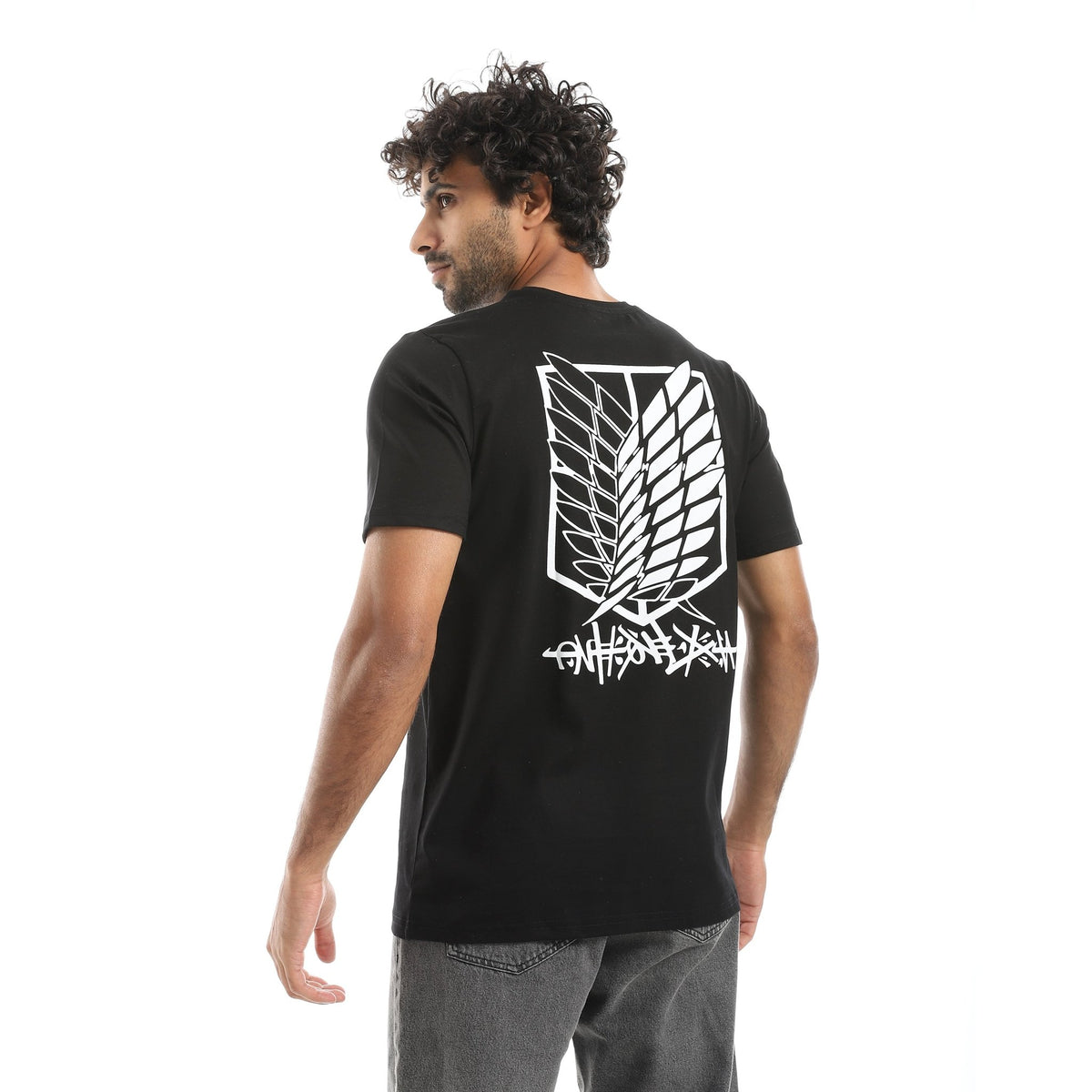Men’s Black Graphic T-Shirt - Red Cotton