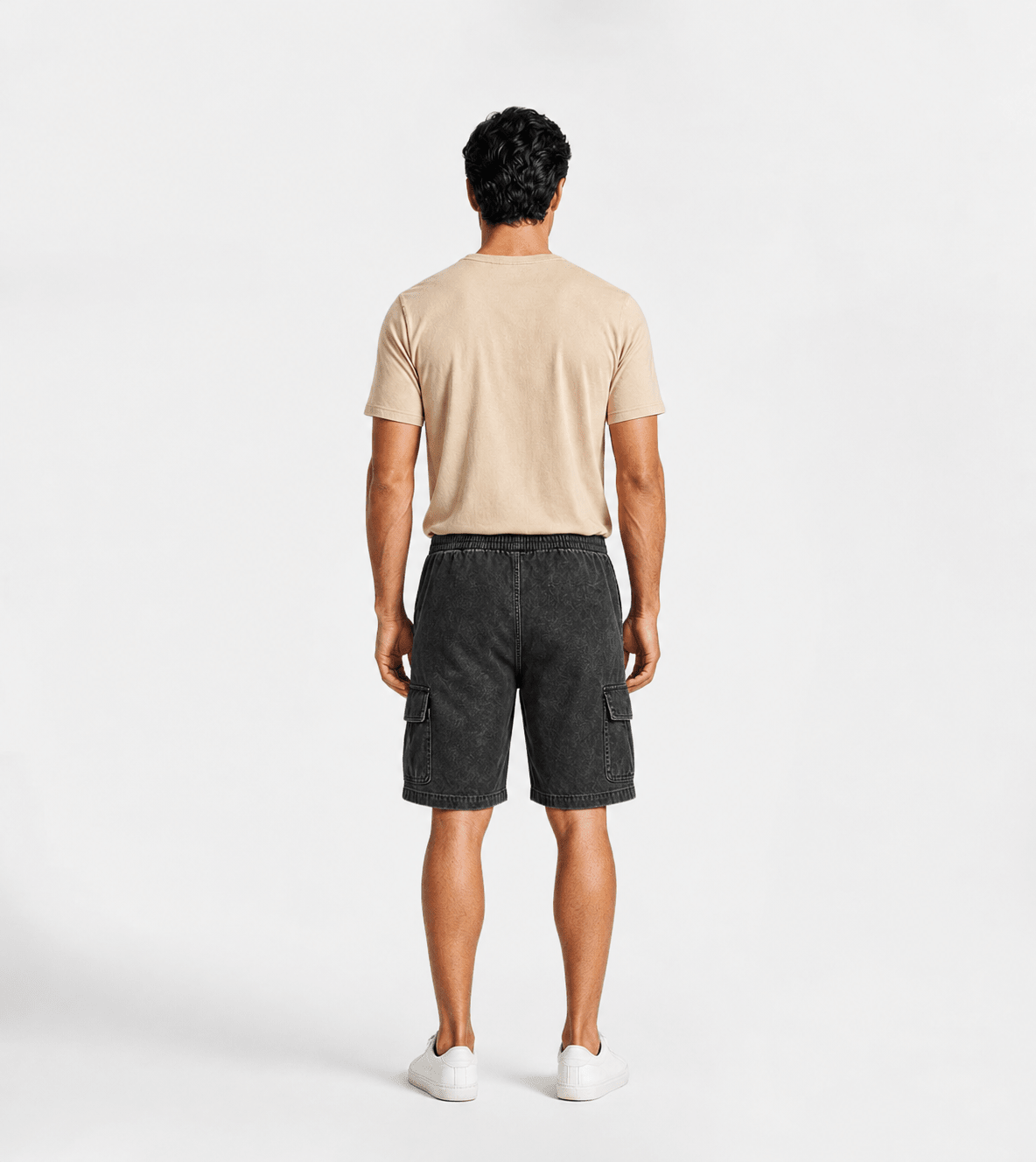 Men’s Black Linen Shorts - Red Cotton
