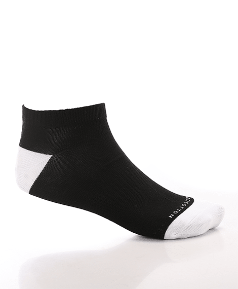 Men's Black & White Ankle Socks - Red Cotton