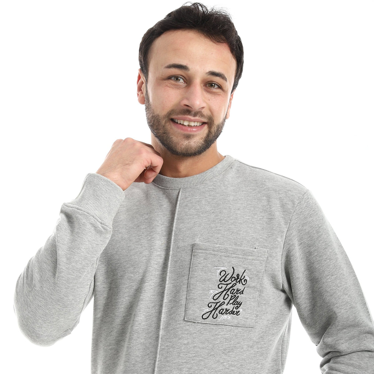Men’s Casual Crewneck Sweatshirt - Red Cotton