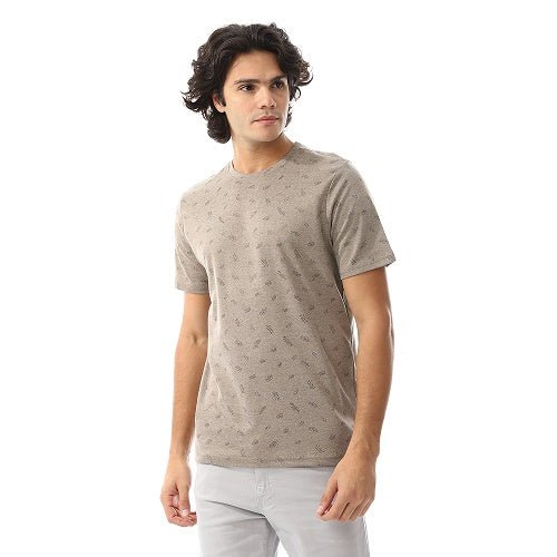 Men's Casual Jacquard T-Shirt - Everyday Comfort-Dark green - Red Cotton