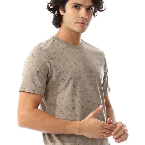 Men's Casual Jacquard T-Shirt - Everyday Comfort-Dark green - Red Cotton