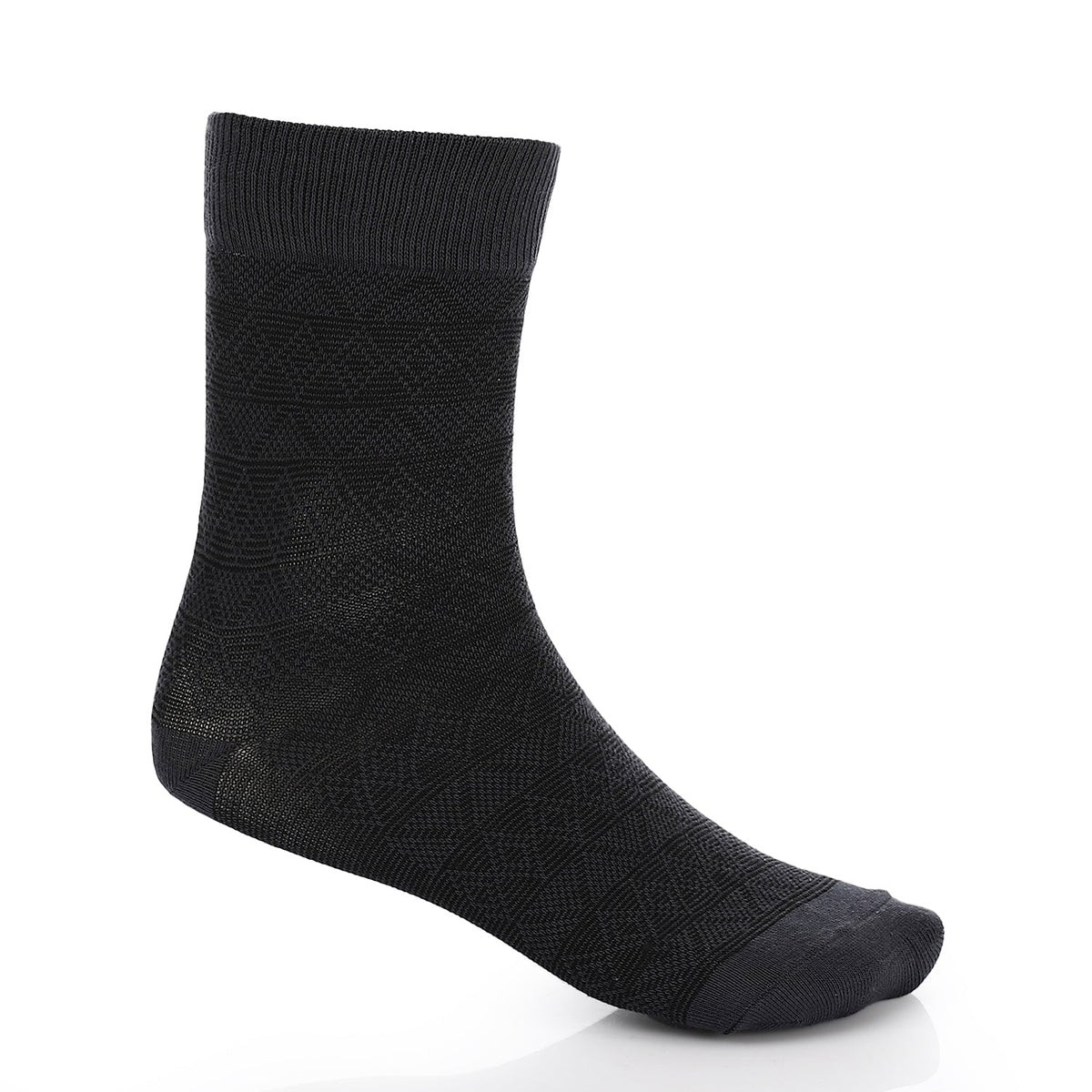 Men's Classic Jacquard Socks - Black & Dark Grey - Red Cotton