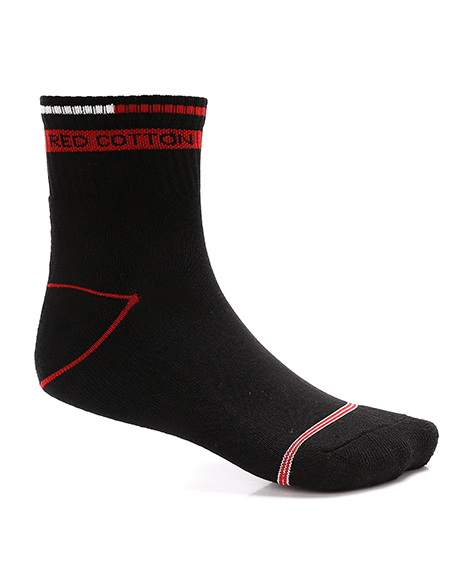 Men's Comfortable Mid Calf Socks - Black - Red Cotton