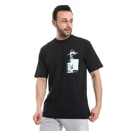 Men's Cotton T-Shirt - Classic and Comfortable Casual Tee - Black - Red Cotton