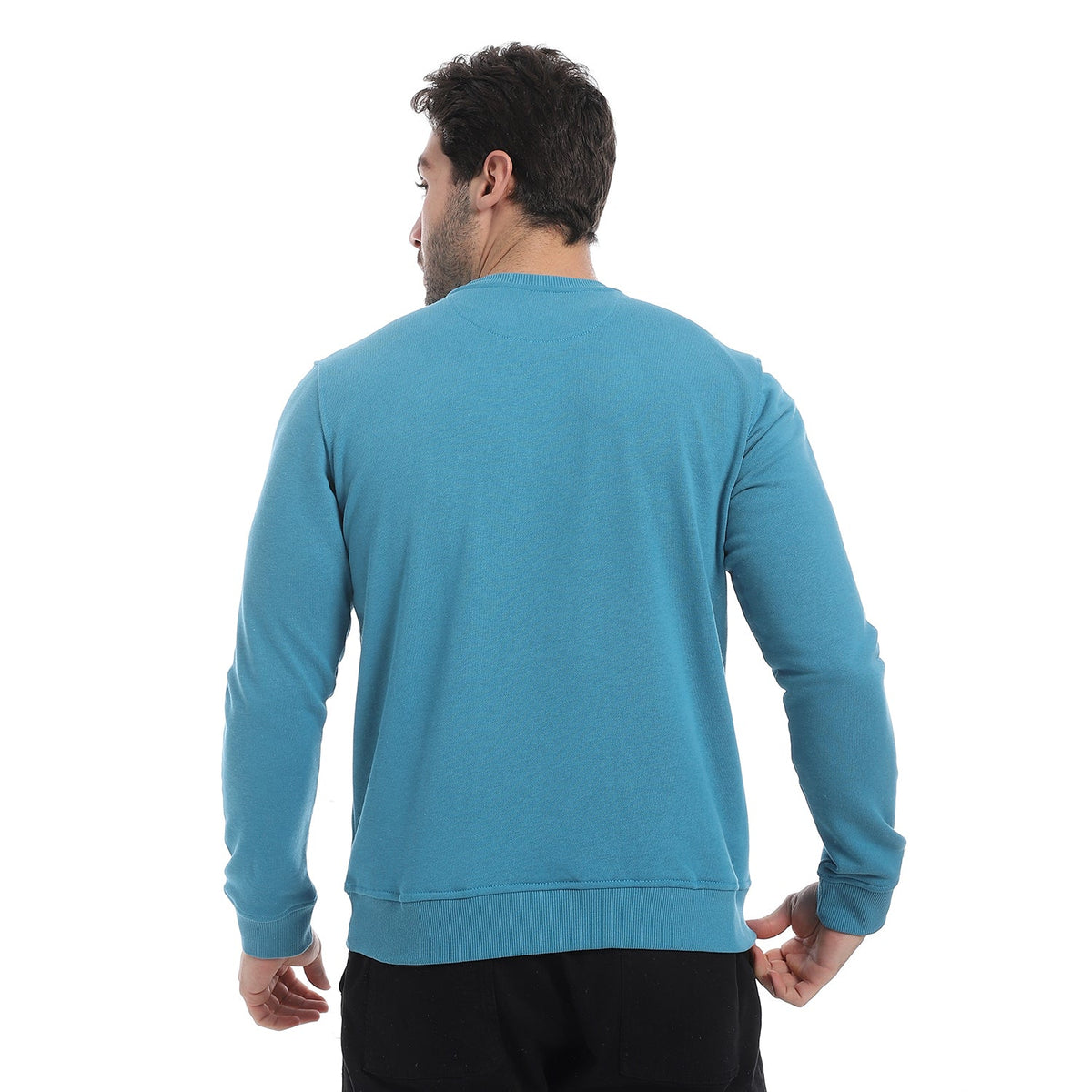 Men's Graphic Print Cotton Sweatshirt - Blue - Red Cotton