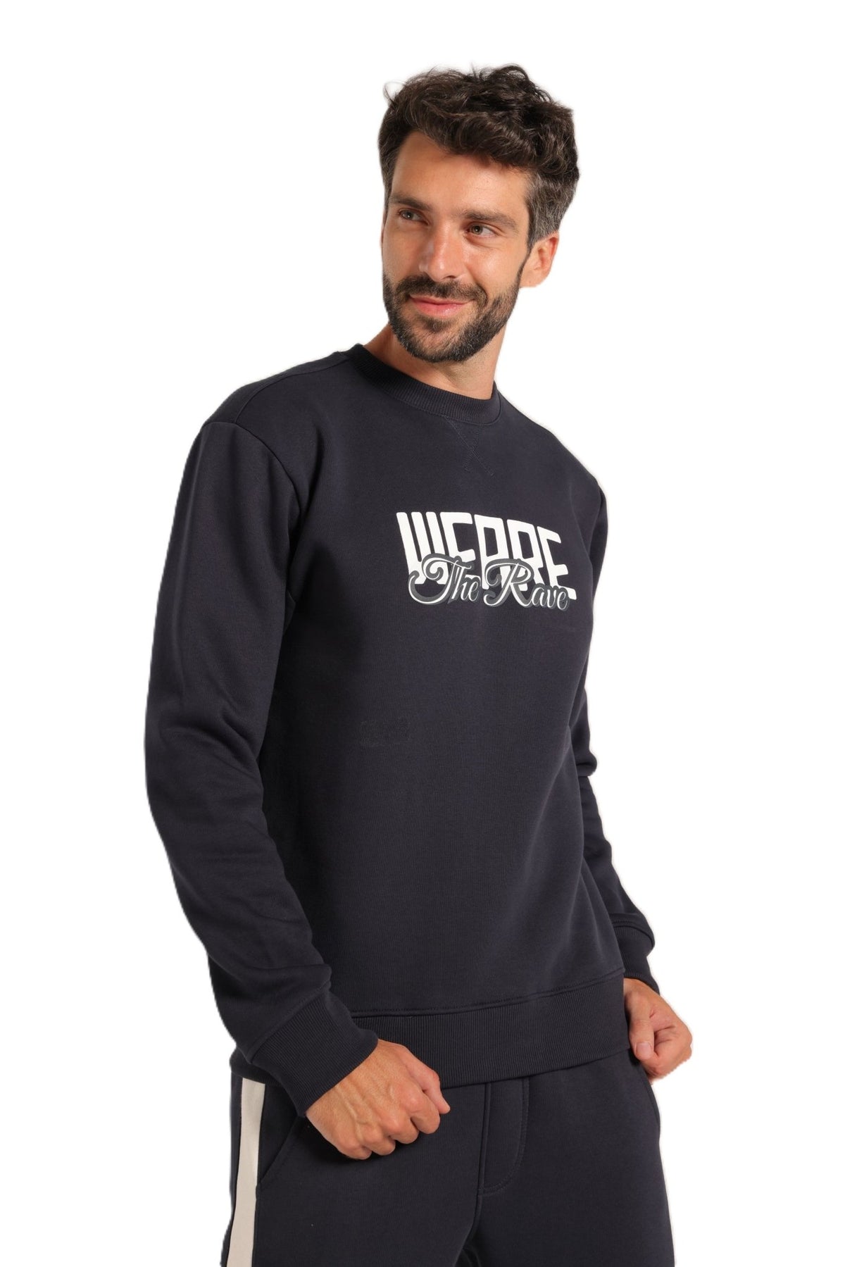 Men’s Navy Blue Sweatshirt & Jogger Set - Red Cotton