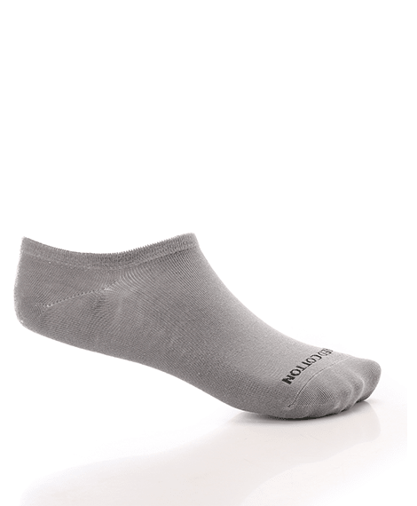 Men's No Show Socks - Grey - Red Cotton