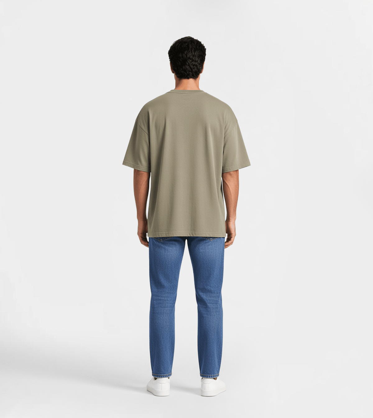 Men's Olive Green Oversized T-Shirt - Red Cotton