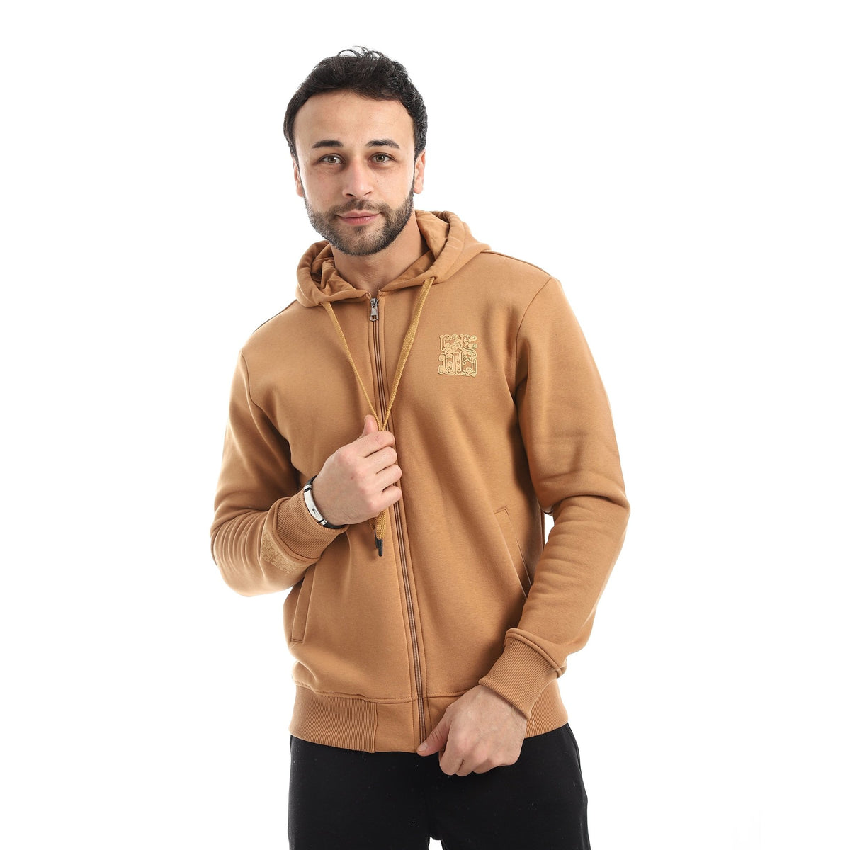 Men's Premium Full-Zip Hoodie - Red Cotton