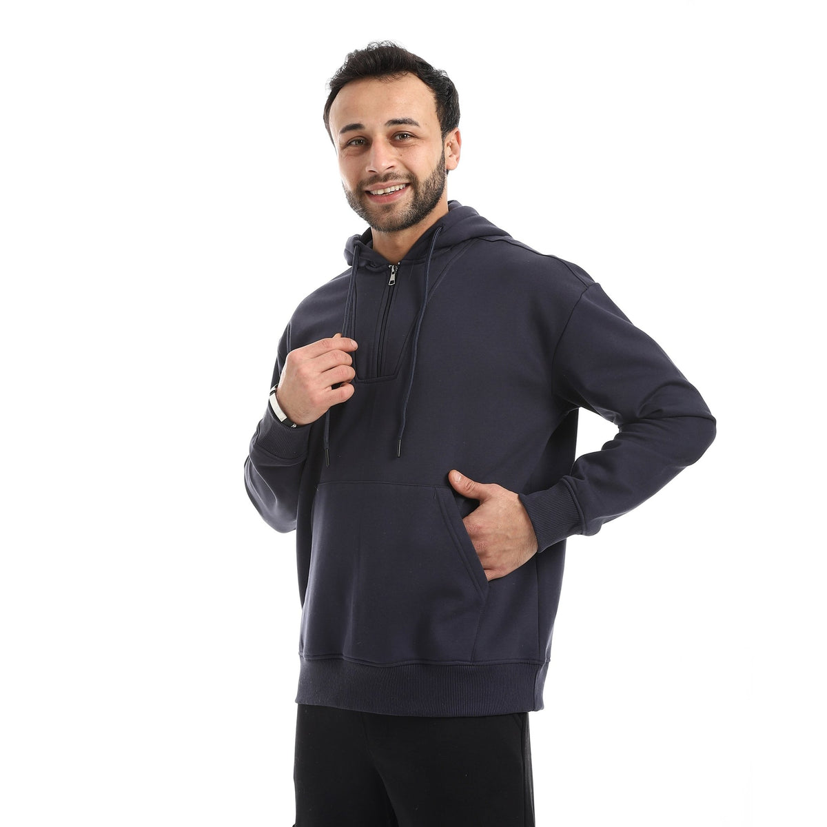 Men’s Premium Quarter-Zip Hoodie - Red Cotton